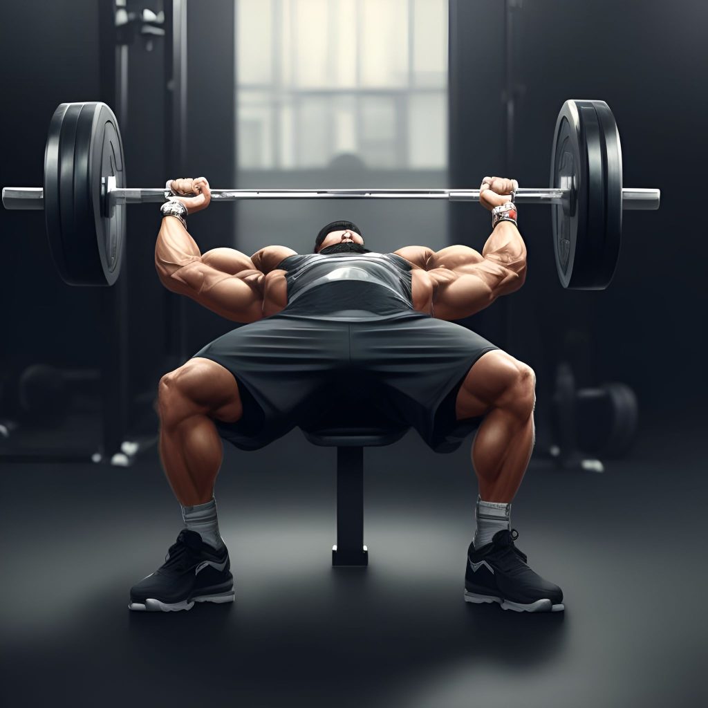 a man doing bench press